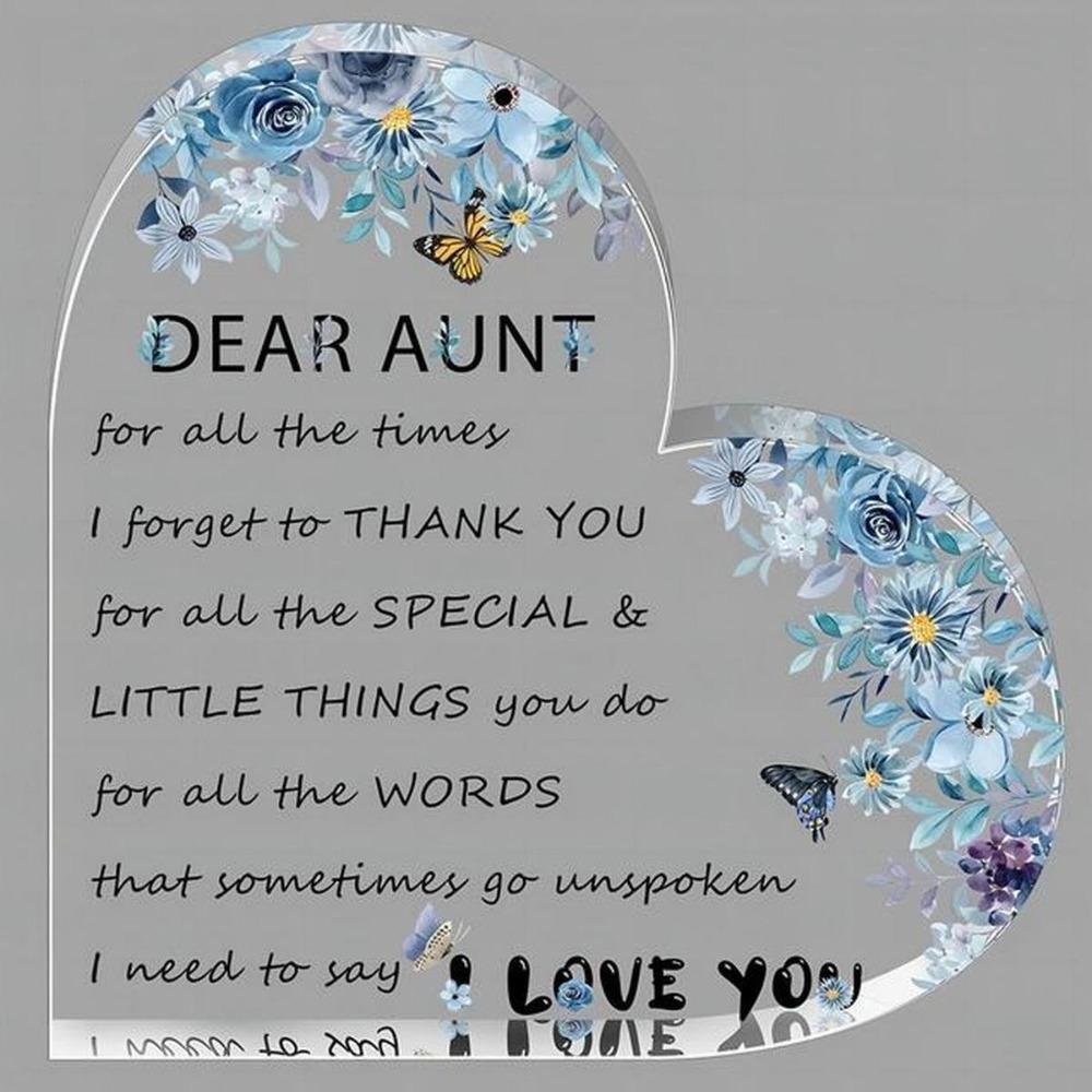 

Aunt Birthday Gifts from Niece Nephew, Clear Acrylic Heart Plaque Gifts for Aunt, Thanksgiving, Christmas Gifts for Aunt чистый