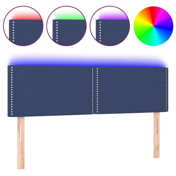 VidaXL Tête de Lit à LED Meuble de Chambre à Coucher Accessoire de Lit Double Tête de Cadre de Lit Intérieur Bleu 3121476