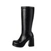 Fashion New Solid Color Pleated Laziness Style Black White Knee High Boots Women Sexy 9.5cm High Heels Fashion Show Long Boots Size34-46