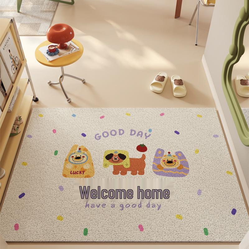 Cute Cartoon Non-Slip Entrance Mat - Dirt-Resistant, Cuttable Coil Design