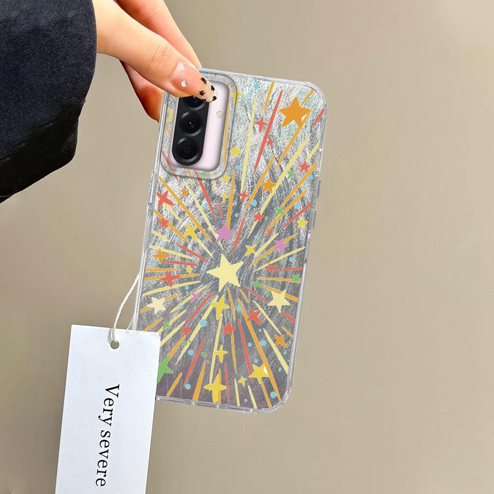 Fashion Colorful Fireworks Stars Phone Cases For Samsung Galaxy A56 A26 A16 A36 A15 A25 A35 A55 S24 S25 Couple Back Shell Cover