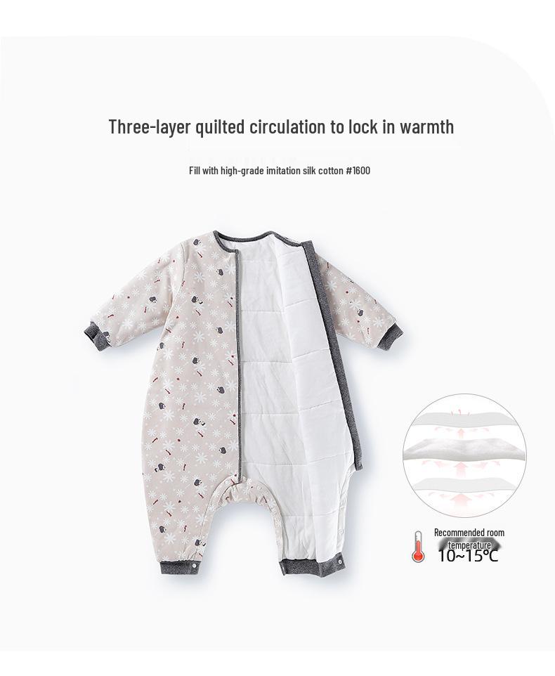 Zimowy śpiworek dla noworodka i malucha z osobnymi nogawkami - Gruba bawełniana kombinezonowa kołderka zapobiegająca kopaniu (Model 1600)