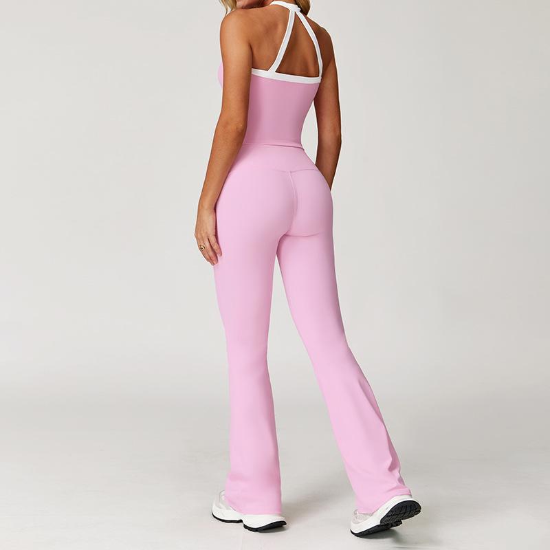 Women's Cross-Strap Yoga Set: Bare-feel, Contrasting Colors, Beautiful Back, Tight Fit for Running, Sports, Fitness 2027