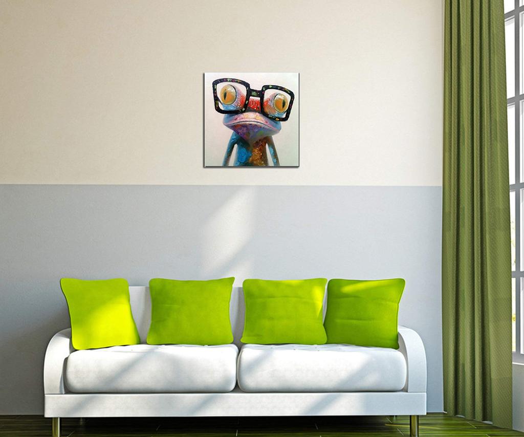 Fokenzary Handwritten Painting Wall Hanging Oil Painting Happy Glasses Frog Abstract Painting Modern Pop Art Perfect for Living Room and Bedroom