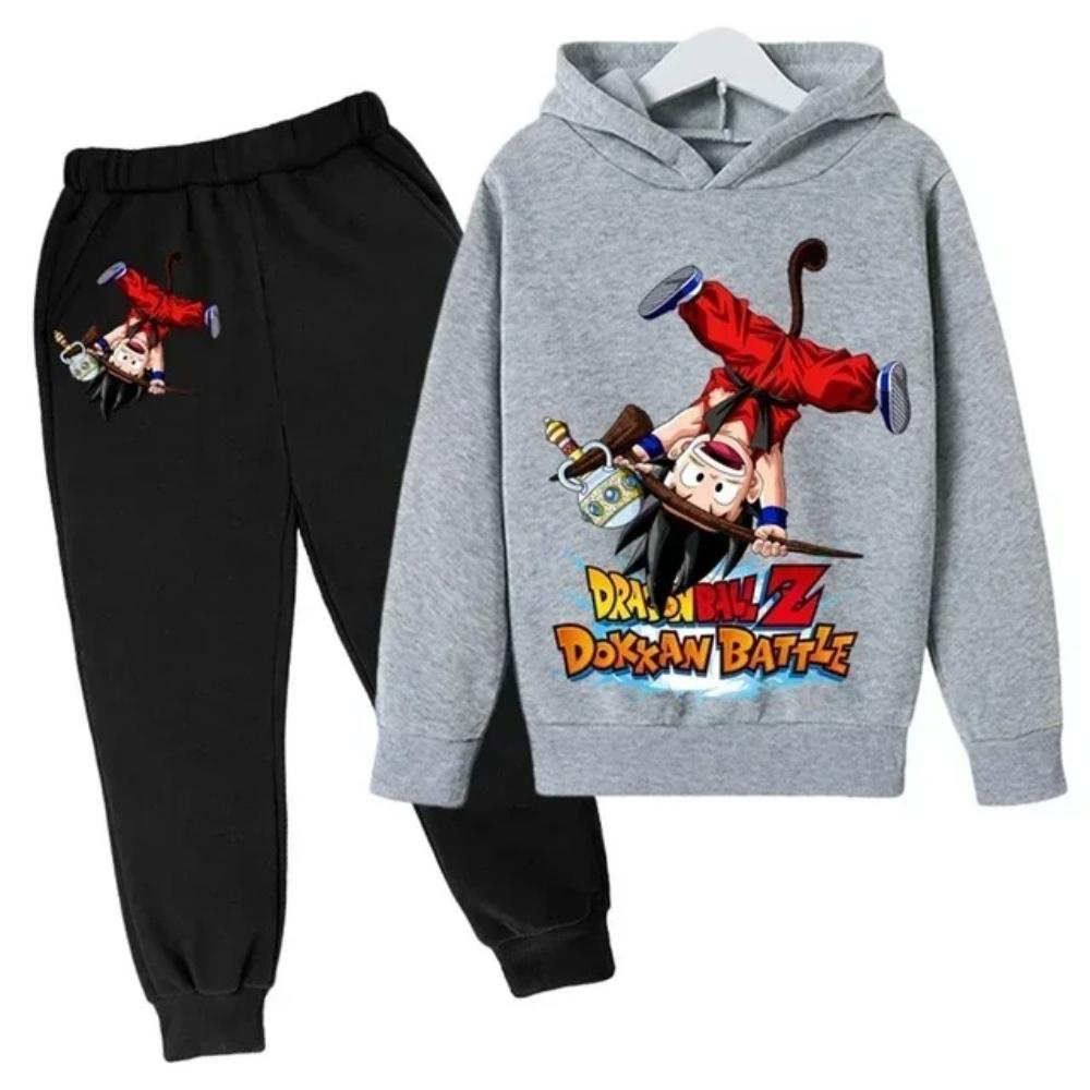 2025 Dragon Ball Z Hoodie Kinder Frühling Sportbekleidung Jungen und Mädchen Goku Sweatshirt Jungen Kleidung Mädchen Set Hoodie Hosenanzug Kinder