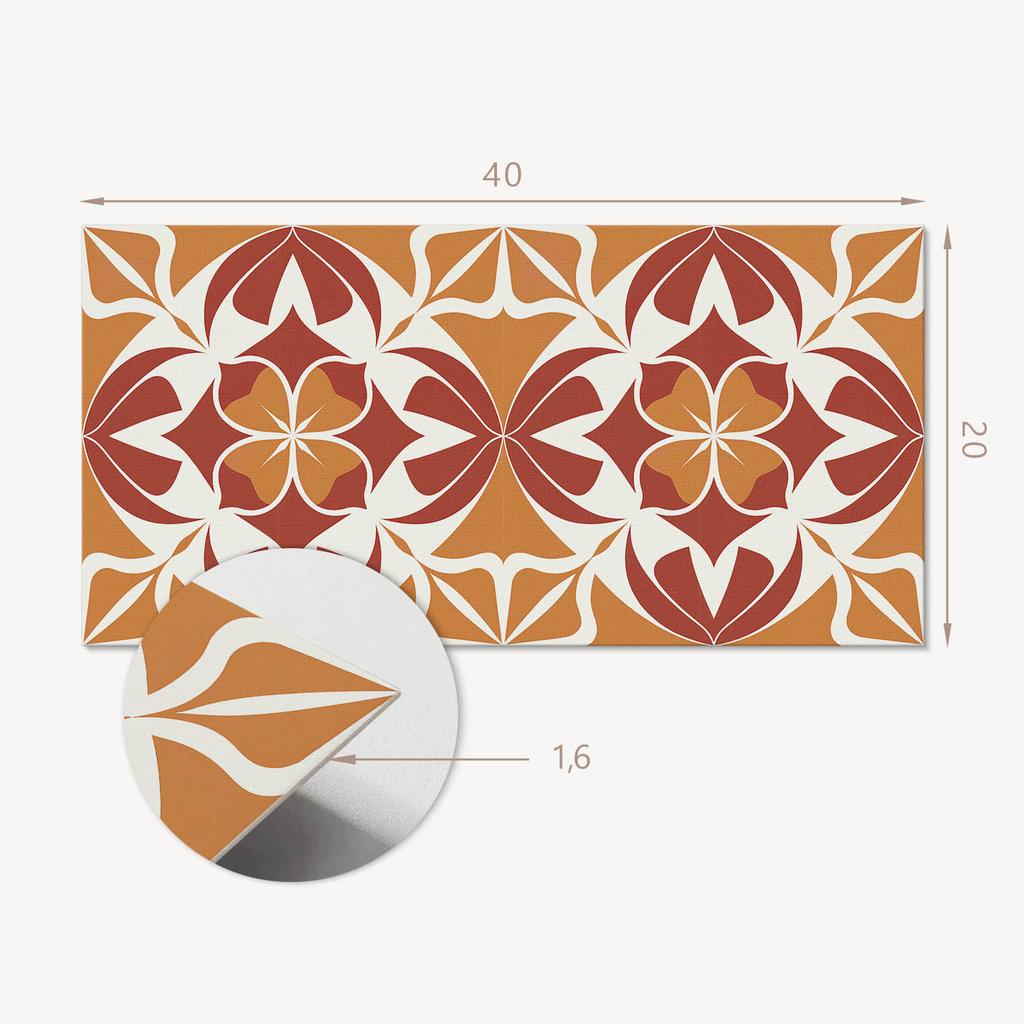 Komplet Kafelków Winylowych Z Motywem Do Kuchni Salonu Symetryczny Wzór Roślinny 10X40X20 Cm