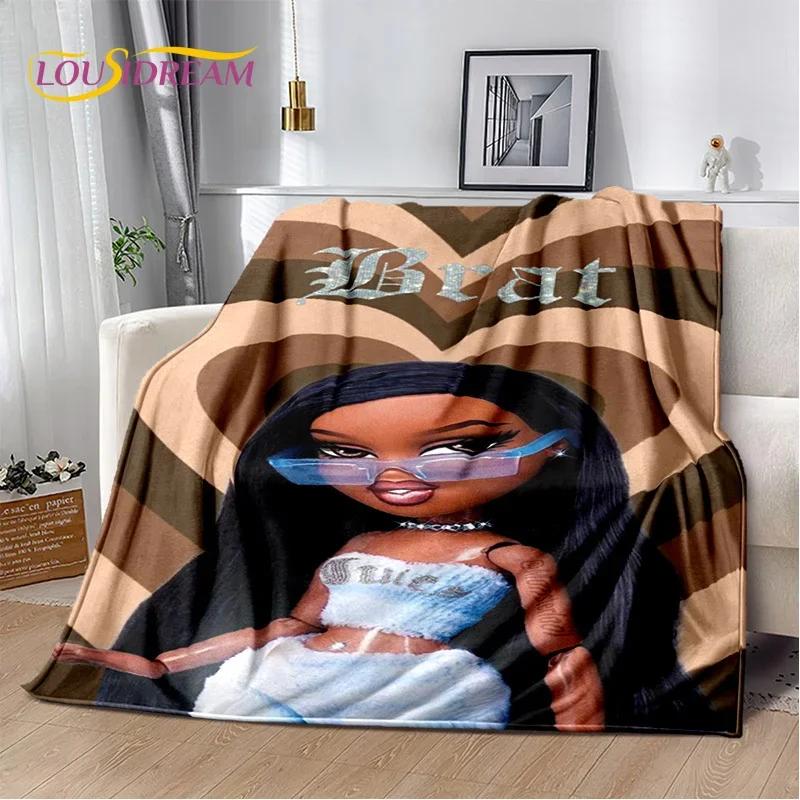 

Cartoon Bratz doll Girls 3D Printed Soft Flannel Blanket for Beds Bedroom Sofa Picnic,Throw Blanket for Outdoor Leisure Nap Gift 75x90cm