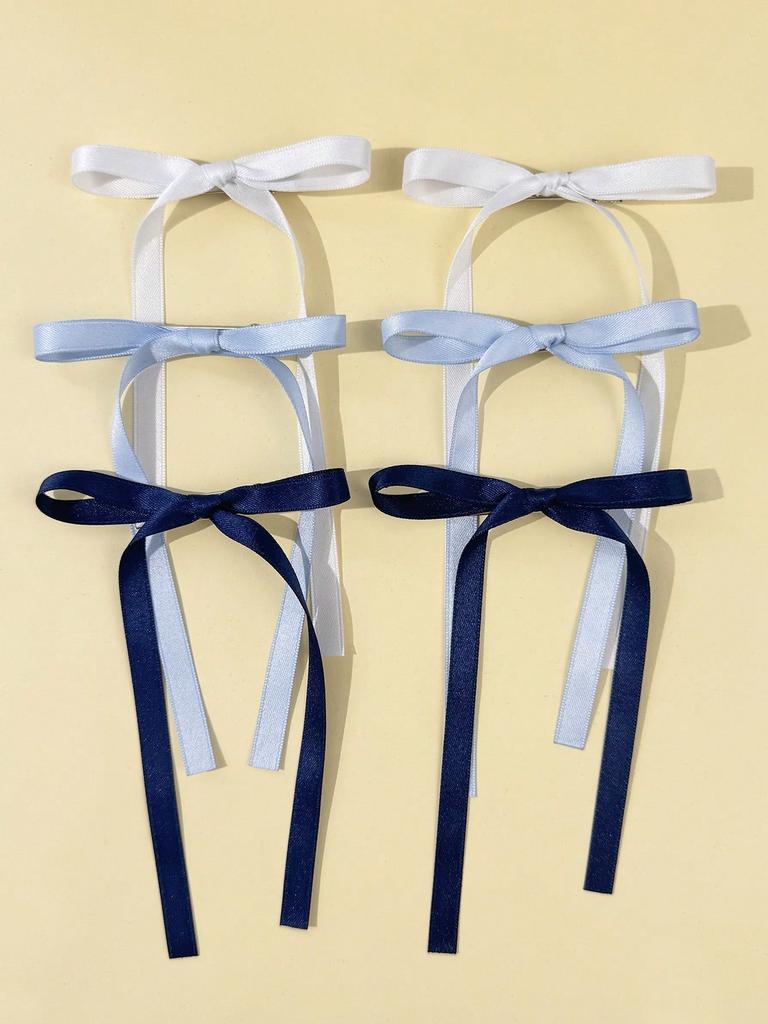 6 pieces music festival solid-colored bow hair clips for women's wedding jewelry, simple and sweet hair accessories