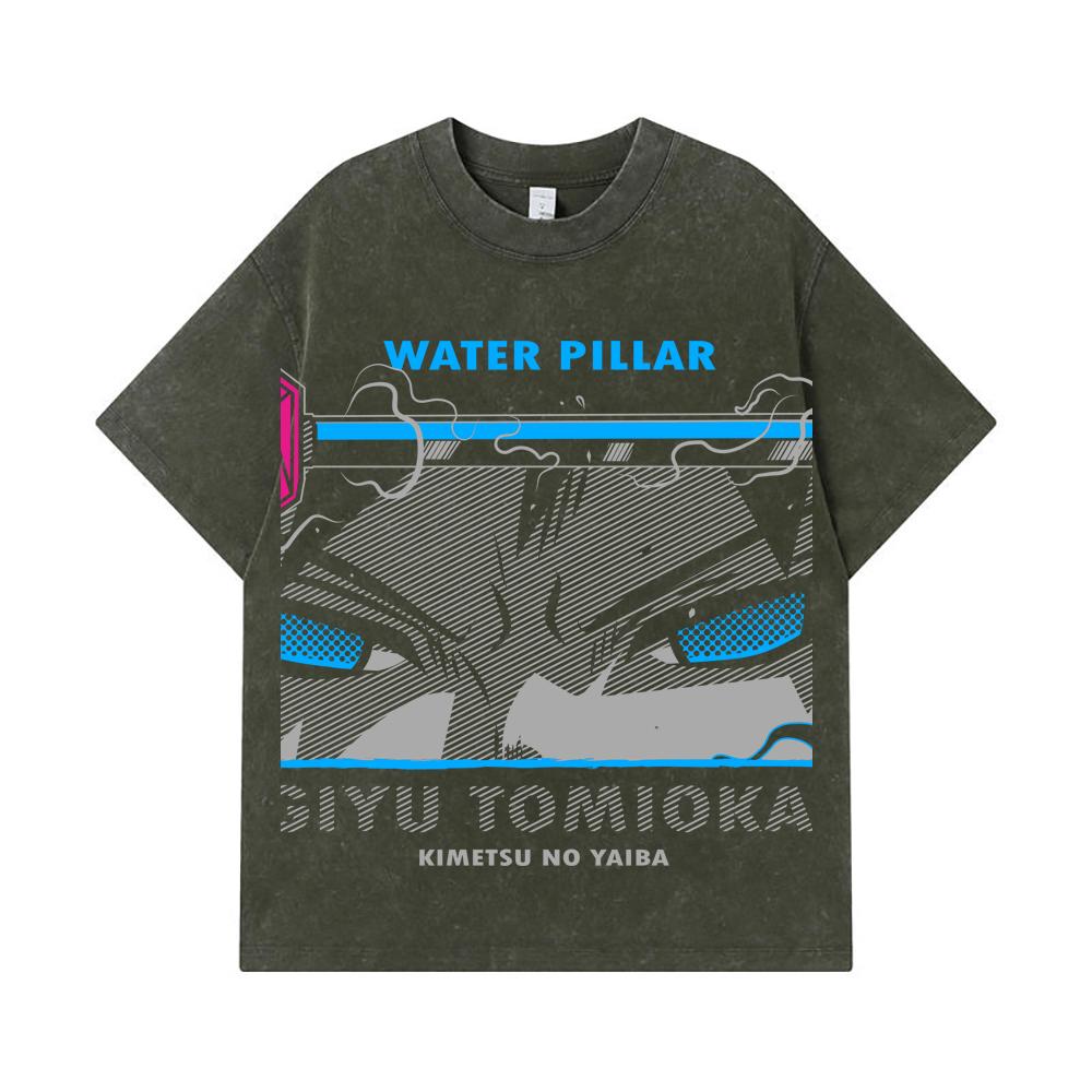 

275 GSM Washed T-shirts 100% Cotton Demon Slayer V10 Tomioka Print Unisex Heavy Cotton T Shirt S армия зеленый