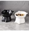 Elevated Non-Tip Cat Bowl with Slanted Opening for Neck Protection and Black Chin Prevention
