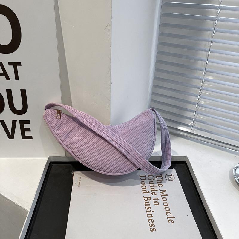 Stylish 2024 Korean Corduroy Underarm Bag Lightweight Casual Sling Shoulder Bag For Women Purple