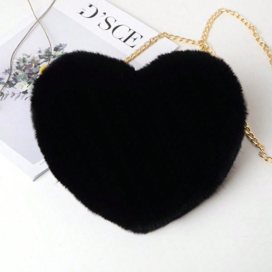 Fur Chain Plush Bag Cross-body Bag Peach Heart Heart Bag Valentine's Day Birthday Gift Bestie Handbag Purses and Handbags