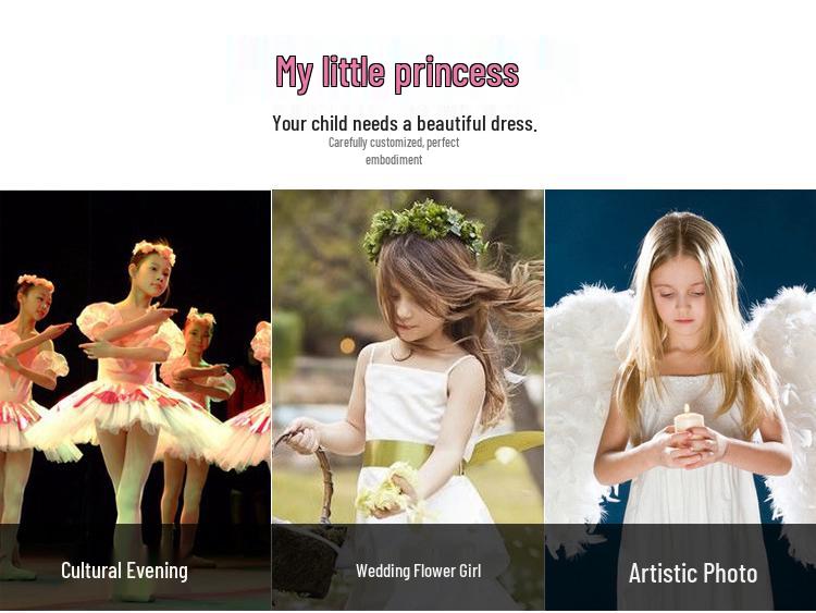 Girls' Sequin Rose Patchwork Party Princess Dress