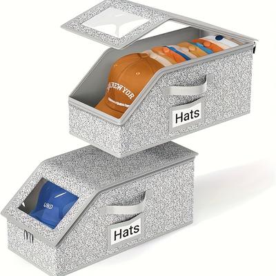 Sukraunama beisbolo kepuraičių laikymo dėžė, permatomas langas, tvirta kartoninė skrybėlių dėžė apatiniam trikotažui, kojinėms, žaislams, tinka vyrams