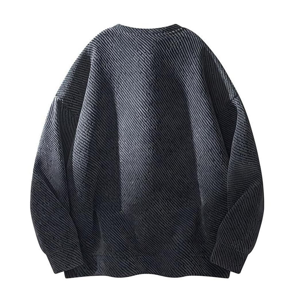 Men's Loose Sports Round Neck Hoodie Solid Color Lazy Wind Unhooded Top