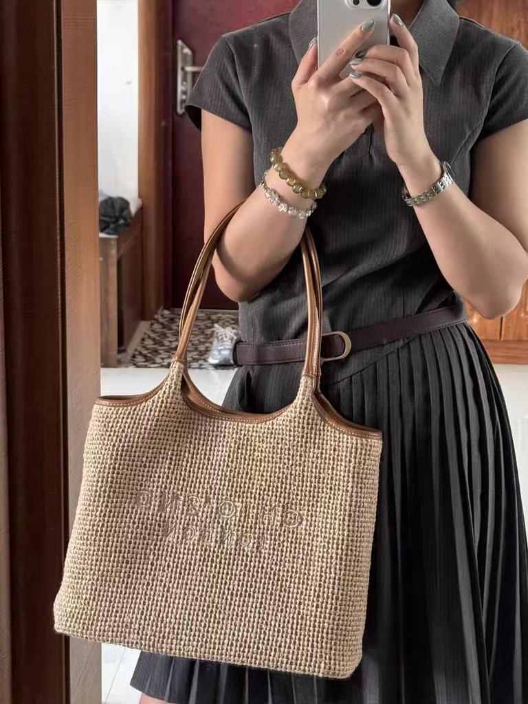 Nanfeng Versatile Casual Rhine Spring Break Tote Bag Women's 2025 New Spring and Summer Woven Bag Large Capacity Shoulder Bag