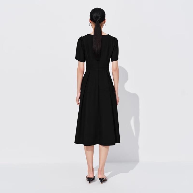 Sweet Basil Women's Square-Neck Short-Sleeve A-Line Midi Dress