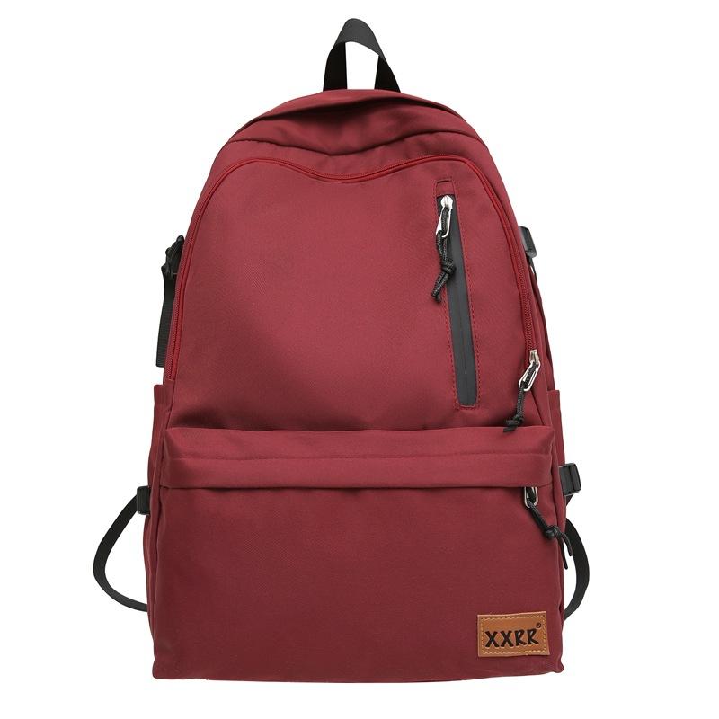 Male Solid Color Backpack Female Large Capacity Student Schoolbag