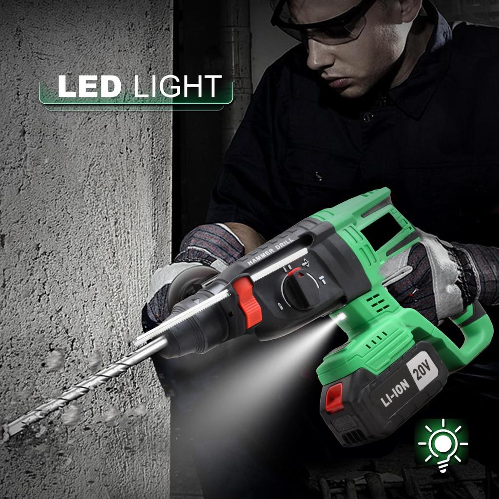 20V Battery Powered Cordless Rotary Hammer Drill SDS Plus Bit DIY Grade for Demolition Drilling Local EU Warehouse