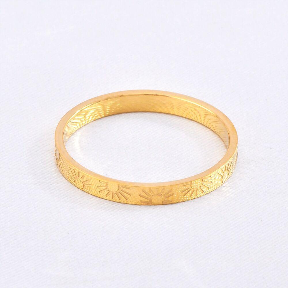 Gold Color Sunflower Thin Stainless Steel Women'S Rings Promise Finger Female Rings Wedding Party Jewelry Gifts 2024 New Trend