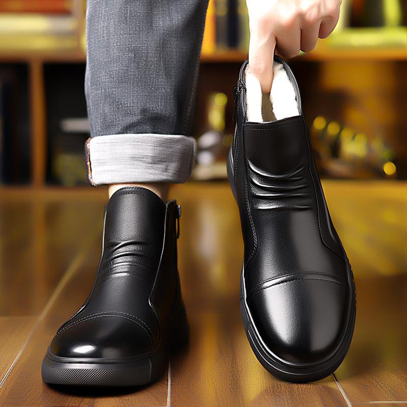 Móda Horký Výprodej Pánské Kožené Boty Vysoká Kvalita Zimní Pánské Kotníkové Boty Módní Boční Zip Business Outdoor Volný Čas Pánské Společenské Boty