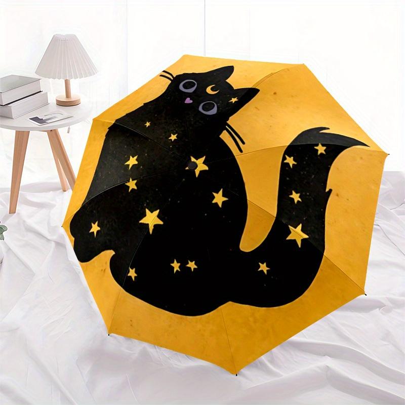 1pc Moon Cat Automatic Open/Close Umbrella, Portable Folding Umbrella for Travel, Themed Events, It is suitable as a gift for various festivals, Outdo