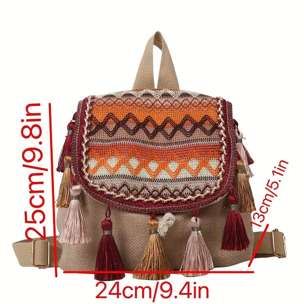 Schicker leichter Canvas-Rucksack mit Quasten-Detail Modischer Kordelzugverschluss Polyestergefüttert Damen Reise-Tagesrucksack