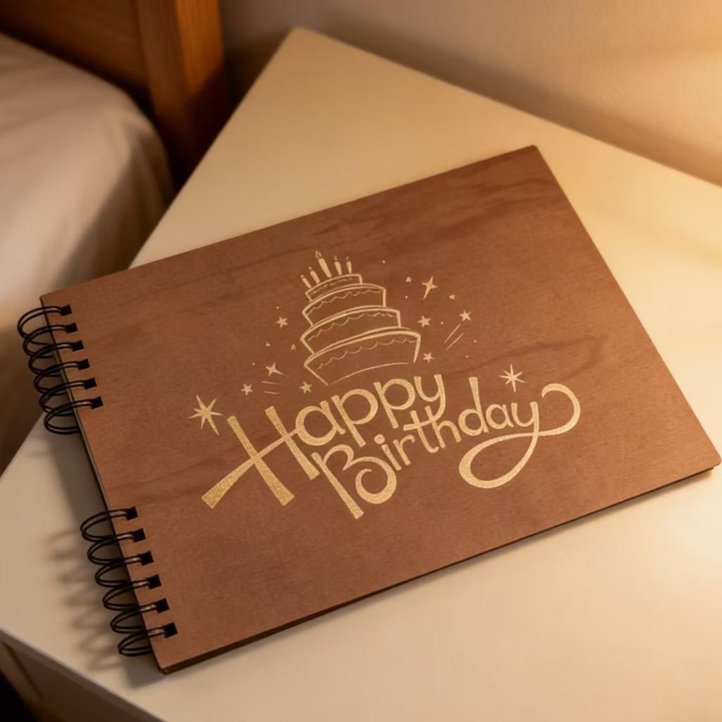 Custom Wooden Printed Wedding & Birthday Guest Signature Book