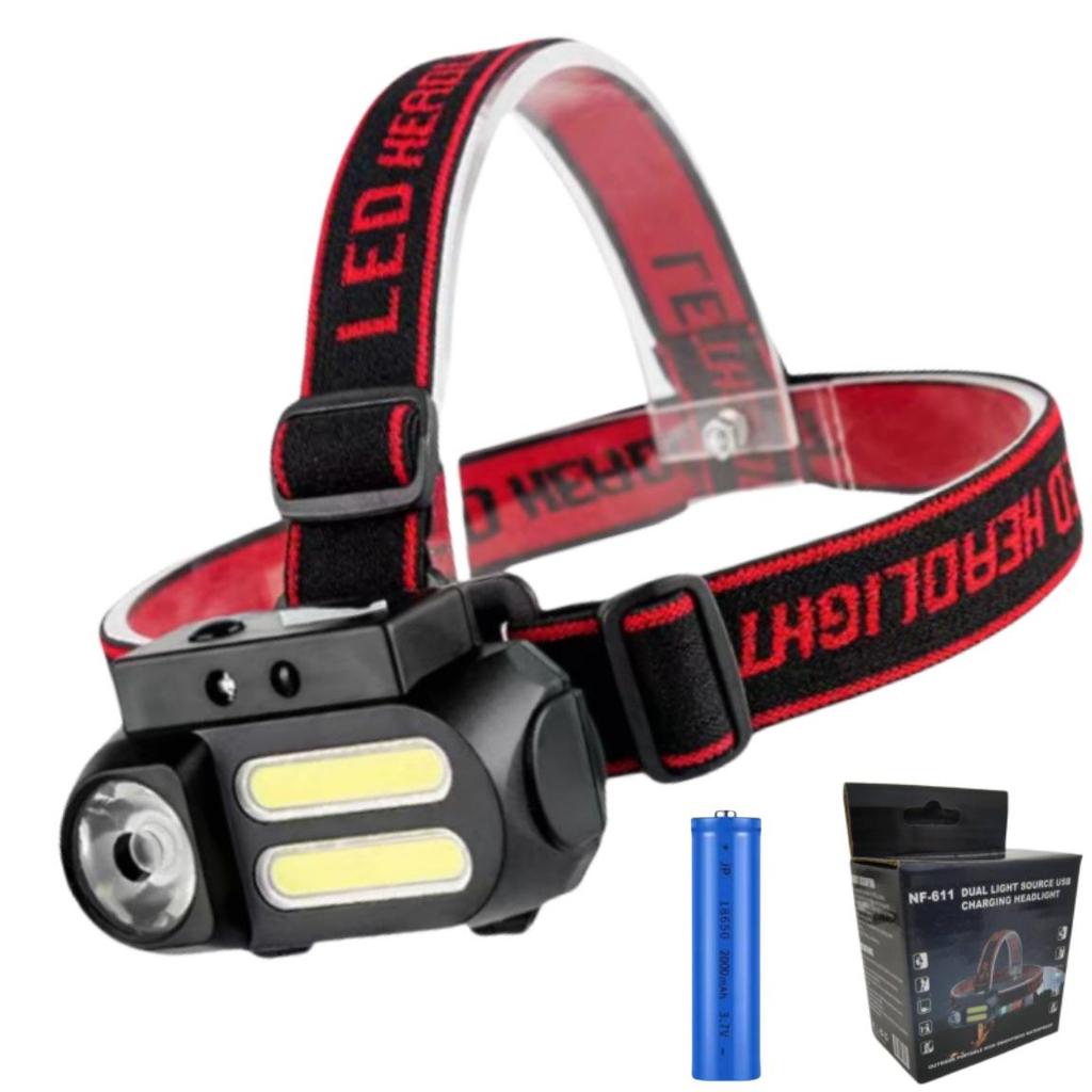 Portable USB Rechargeable Waterproof COB Headlight for Outdoor Use