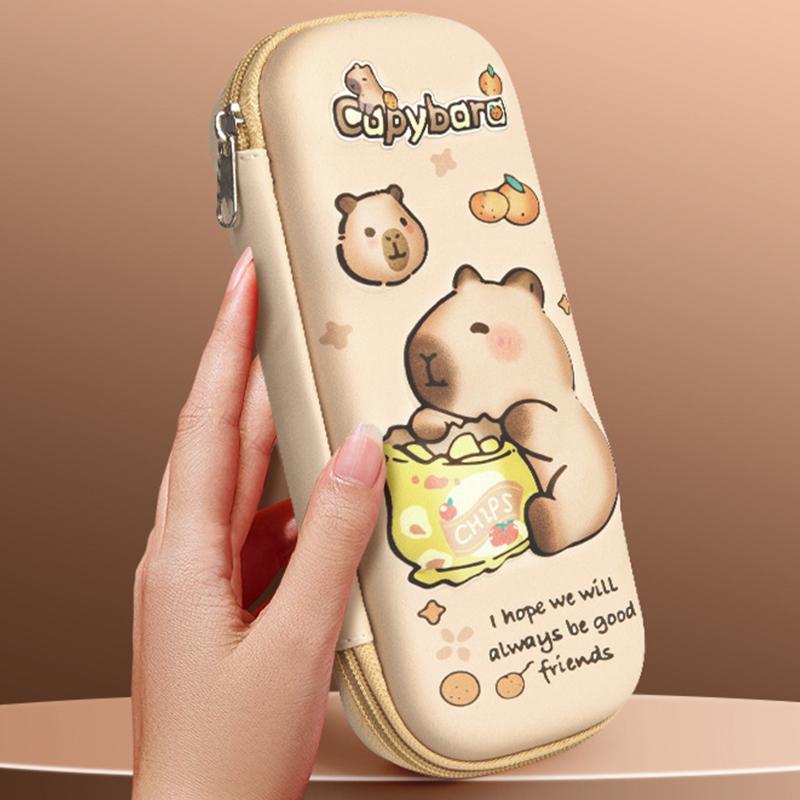 

Cartoon Large Capacity Capybara Pencil Bag Double Layered Pencil Case Creative Student Stationery Organizer School Supplies Gift