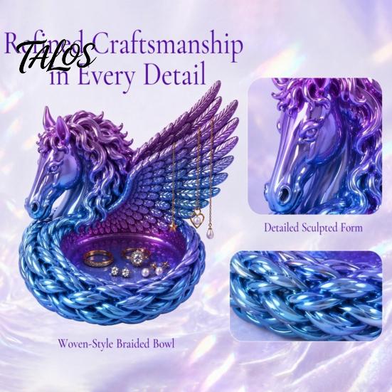 Entryway Catchall Tray 3D Printed Pegasus Jewelry Organizer Bowl, Winged Horse Trinket Tray, Elegant Small Item Storage Bowl Sculpture Desktop