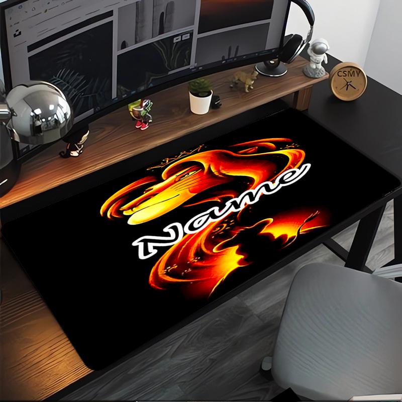 Custom Name Lion Theme Mouse Pad, Non Slip Rubber Base, Multifunctional Office & Home Decor, Perfect for Workspace Personalization.
