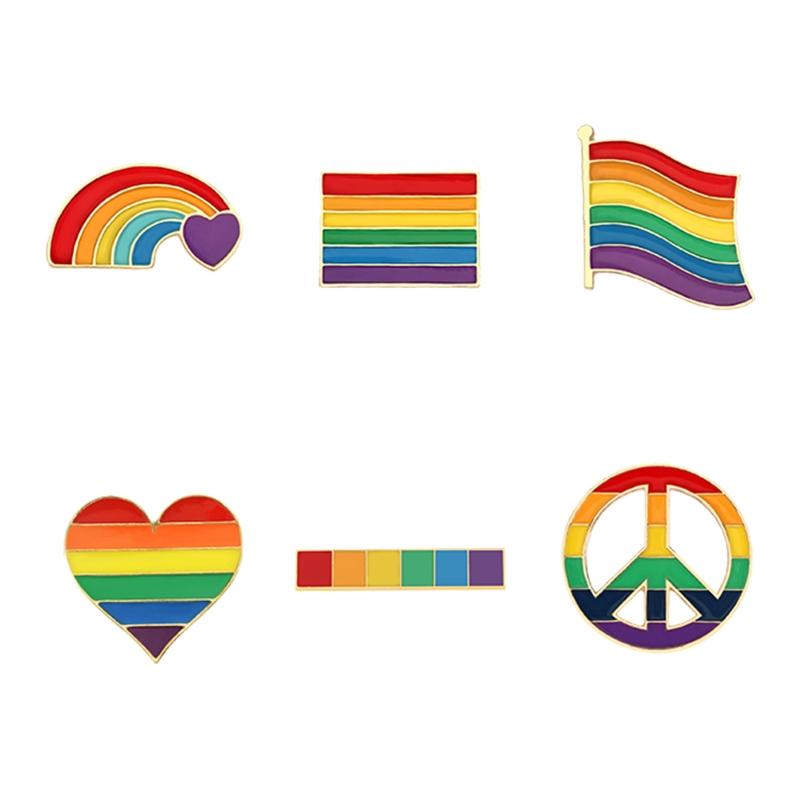 Rainbow Brooch Pins Rainbow Lapel Pin Badge Pin Rainbow Pride Heart Rainbow Brooch Flag Love and Peace Enamel Pins