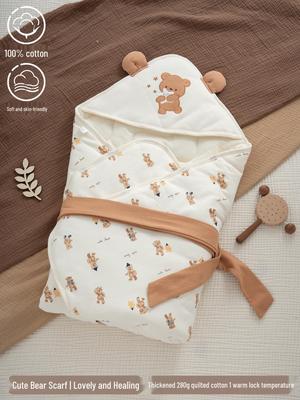 Pure Cotton Thickened Newborn Swaddle Blanket for Autumn/Winter - A-Class Mother-Baby Grade