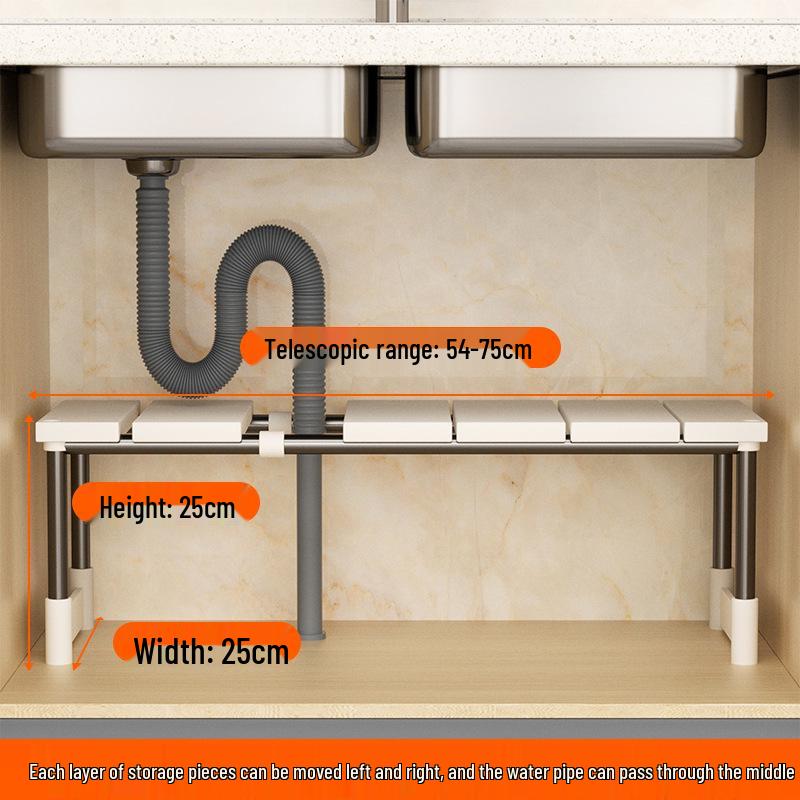 Retractable Under-Sink Kitchen Cabinet Storage Rack