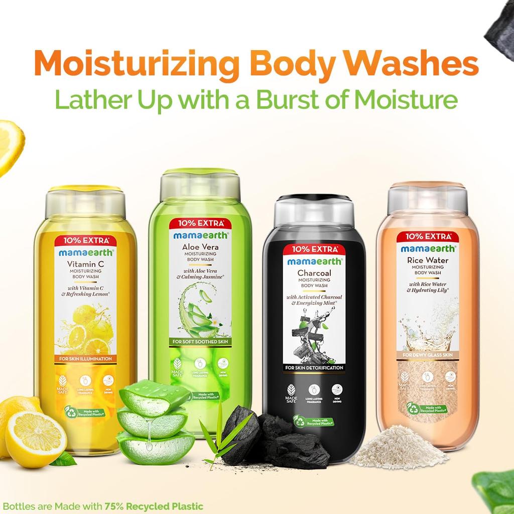 Mamaearth Vitamin C Moisturizing Body Wash 275ml Pack of 1 for Radiant Glow Hydrated Skin Lemon Scent