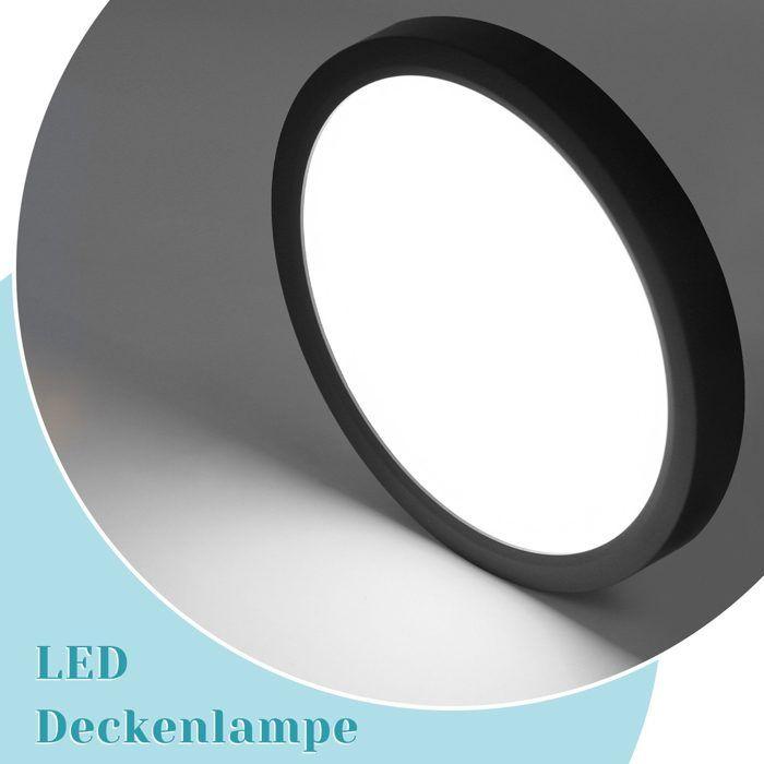 Plafonnier LED - NETTLIFE - 15W Ø18cm - Noir - Blanc froid 6000K - Métal