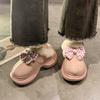 Hairy slippers women's winter cute bow outer wear thick bottom heightened non-slip piled thickened warm bag head cotton mop