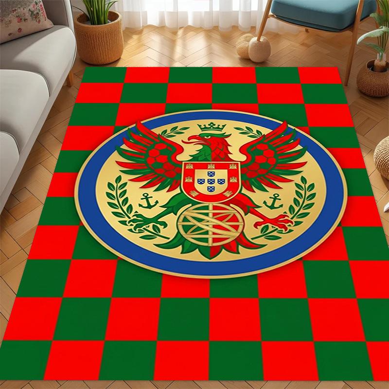 Royal Emblem Checkerboard Background carpet Living room and bedroom mats Suitable for all seasons Doormat Protective pad Fashion