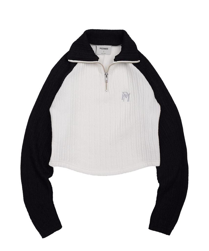 PEACE MAKER Official Wave Crop Half Zip Knit (Black)