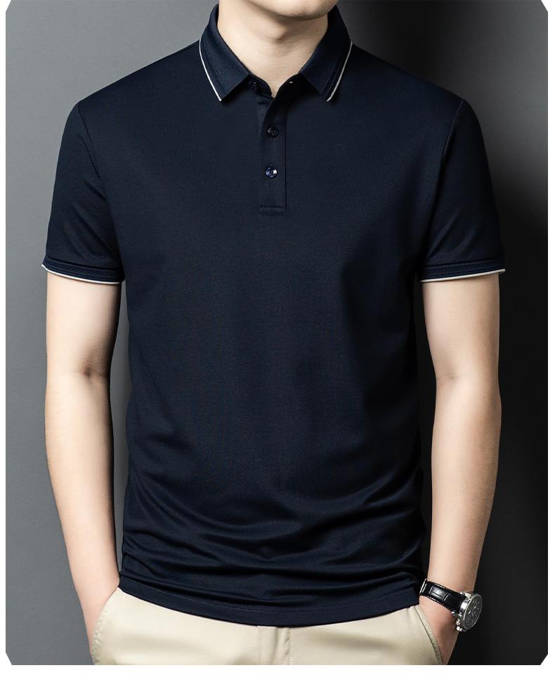 Xinjiang Long Staple Cotton Summer Breathable Casual Business Men's Short-Sleeved Polo Shirt with Mulberry Silk