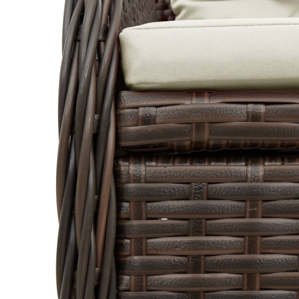 Vidaxl 3-Cz. Garden Furniture Set With Cushions, Brown, Poly Rattan