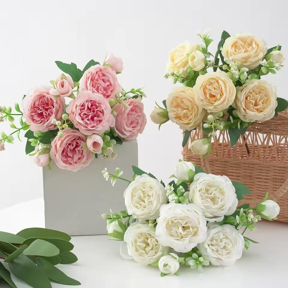 30cm Rose Artificial Flower for Decoration Fake Flowers Silk Peony Faux Bouquet Arrangements for Home Bridal Wedding Party Table