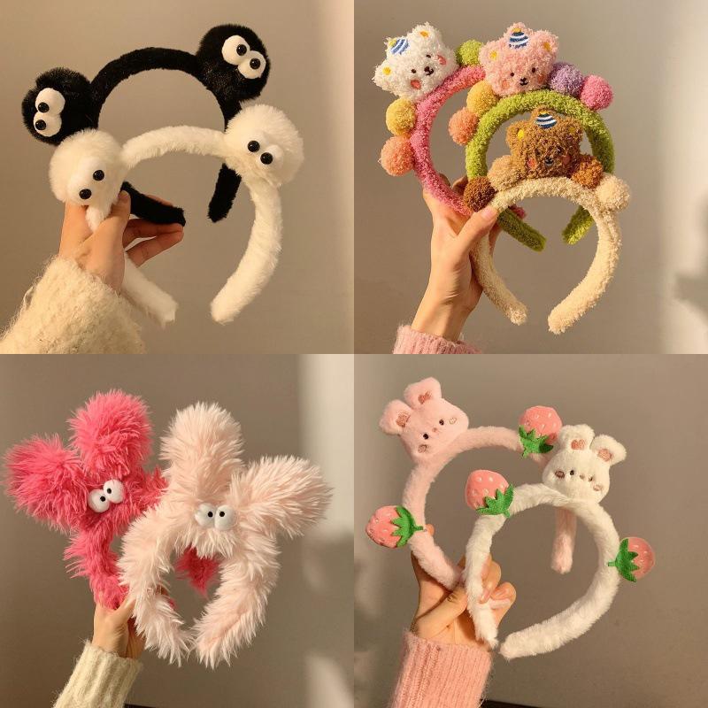 Cartoon Plush Headband: Cute Hair Accessory for Women & Kids, Perfect for Face Washing