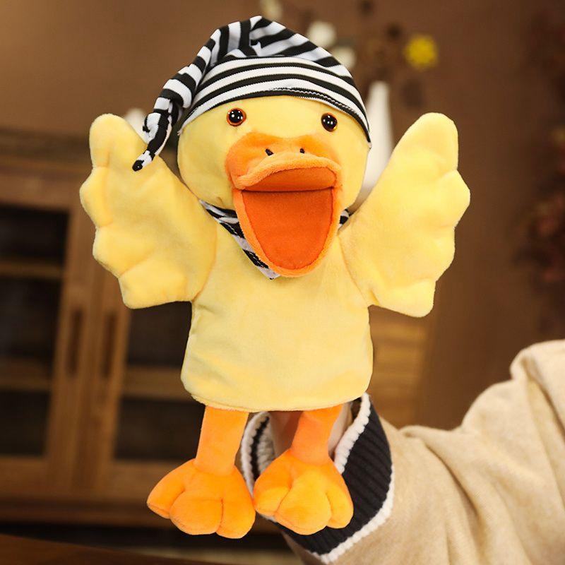 28cm Cartoon Parrot Hand Puppet Plush Toy Kindergarten Family Lulling Performance Story Head Cover Birthday Gift for Child