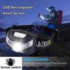Camping LED Lamp Intelligent Sensor Headlight USB Headlamp Torch Head Light Flashlight