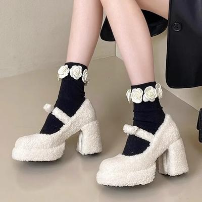 Fall 2024 New French Vintage Heels for Women Chunky Mary Jane Shoes