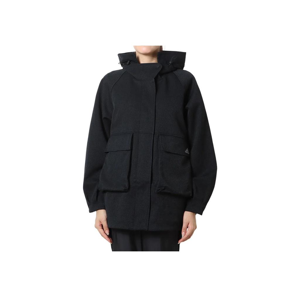 Adidas Bevar varm jakke med ensfargede lommer og hettegenser med glidelås Dame Yttertøy Svart HM4990