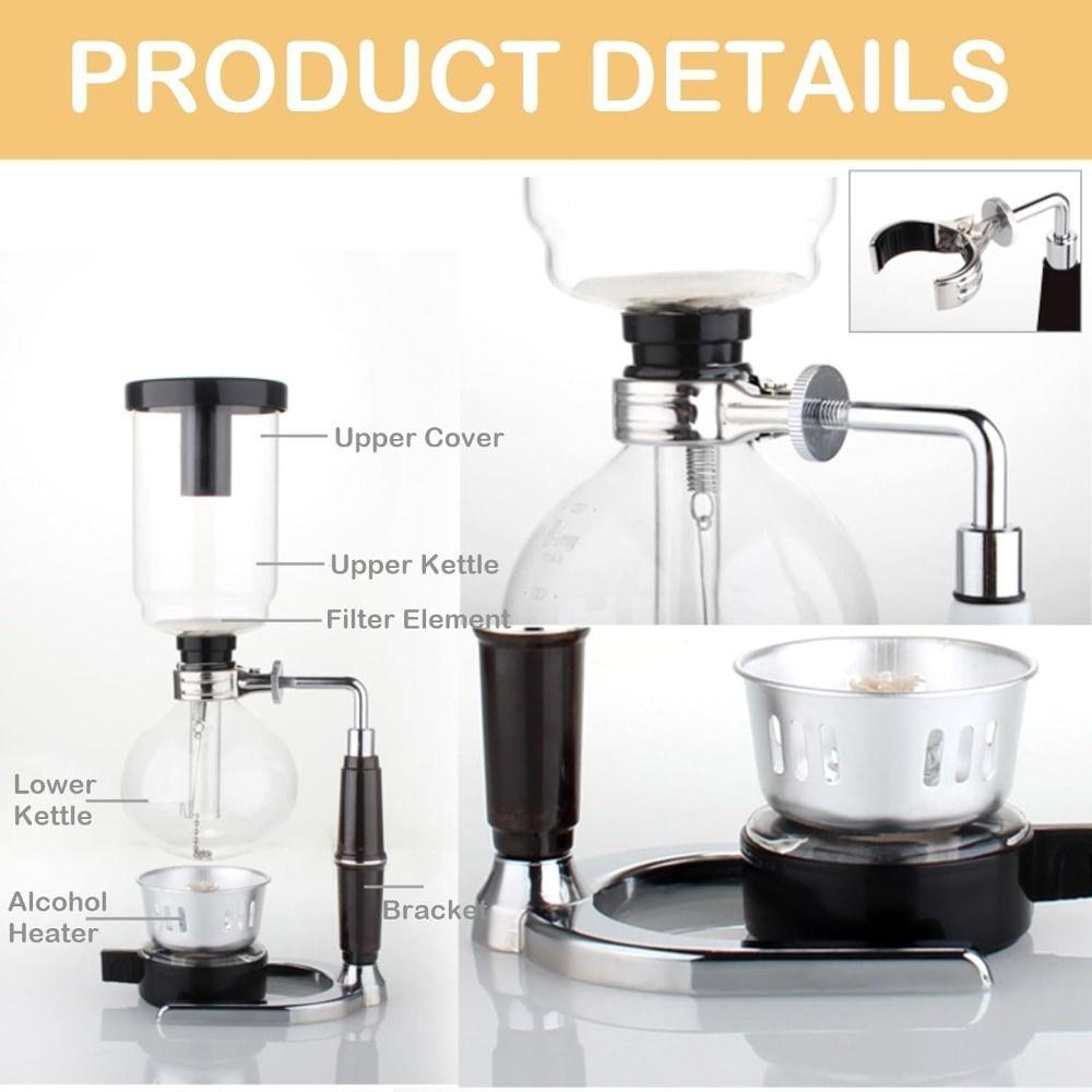 Vintage Vacuum Coffee Brewer Heat-Resistant Coffee Machines Filtered Siphon Coffee Maker  Home