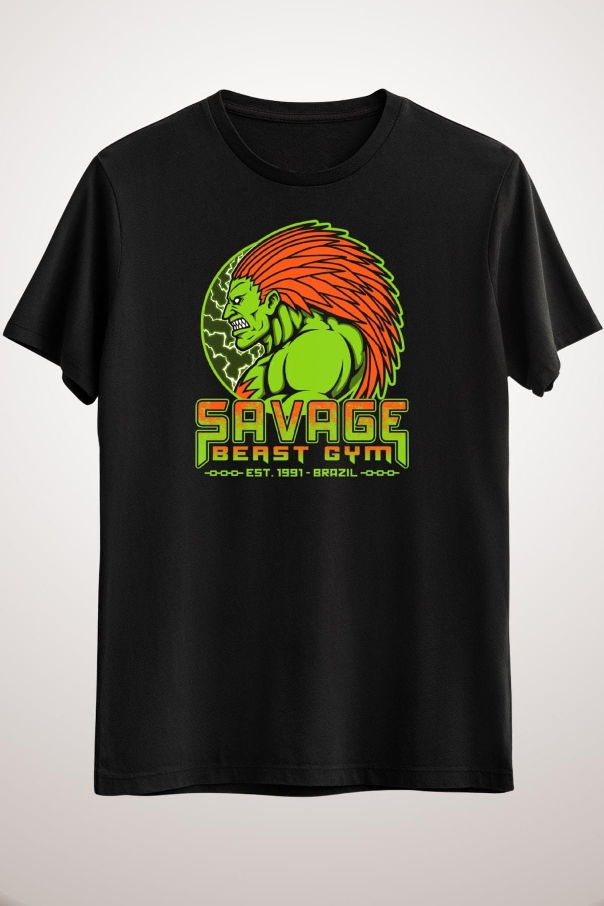

Erkek Siyah Savage Beast Gym T-Shirt